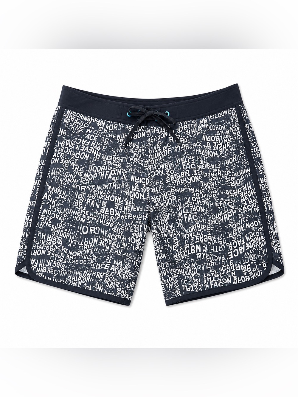 The North Face Board Shorts Men’s 32 Black White spellout Print Swim Surf Beach